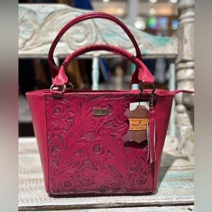 Genuine Leather Mexican Chiselled Flower Bag